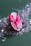 40mm White & Neon Pink Ring - SIZE R 1/2 AUS = US 9