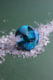 40mm Dark Turquoise, Blue & Silver Fleck Ring - SIZE N 1/2 AUS = US 7