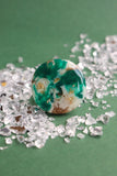30mm Emerald Green, White & Gold - SIZE N 1/2 AUS = US 7