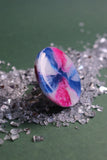 40mm Cerulean Blue, Pink & White Ring - SIZE P 1/2 AUS = US 8