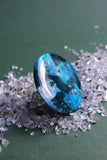 40mm Dark Turquoise, Blue & Silver Fleck Ring - SIZE N 1/2 AUS = US 7
