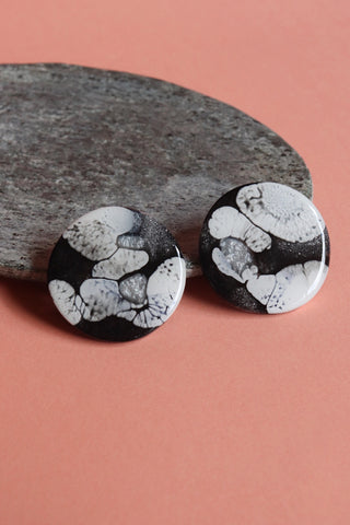 Handcrafted Resin Earrings - Monochrome 40mm Studs